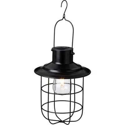 Glitzhome Metal Wire Solar Powered Outdoor Hanging Lantern In Black
