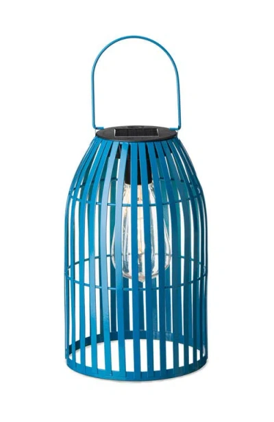 Glitzhome Metal Woven Solar Powered Outdoor Hanging Lantern In Blue