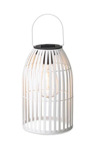 Glitzhome Metal Woven Solar Powered Outdoor Hanging Lantern In White