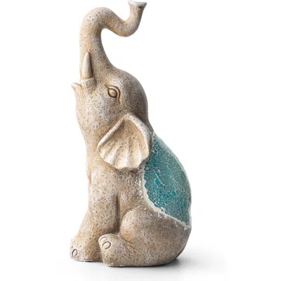 Glitzhome Mgo Faux Granite And Mosaic Sitting Elephant Statue In Multi