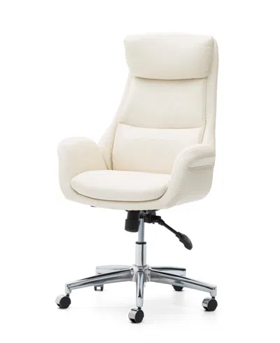 Glitzhome Mid-century Modern 47.75" Bonded Leather High Back Office Chair In Cream