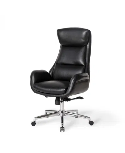 Glitzhome Mid-century Modern 47.75" Leatherette High Back Office Chair In Black