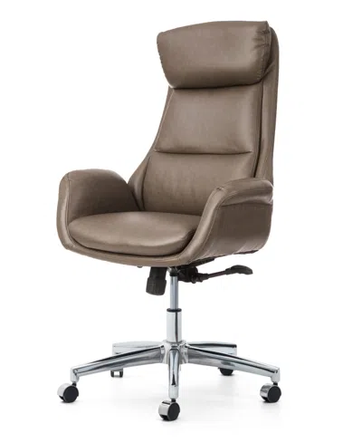 Glitzhome Mid-century Modern 47.75" Leatherette High Back Office Chair In Brown