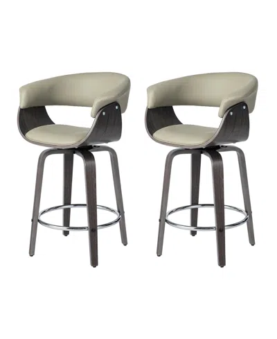 Glitzhome Mid-century Modern Leatherette Swivel Counter Stool, Set Of 2 In Gray