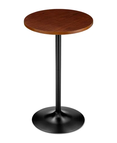 Glitzhome Modern 39.5" Metal Round Bar Table In Brown