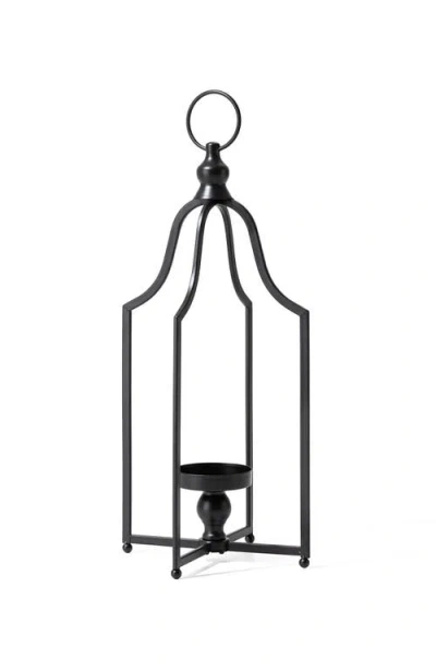 Glitzhome Modern Farmhouse Metal Decorative Lantern Candle Holder In Black