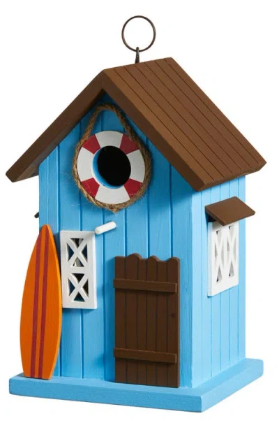 Glitzhome Modern Solid Wood Yellow General Store Decorative Outdoor Garden Birdhouse In Blue