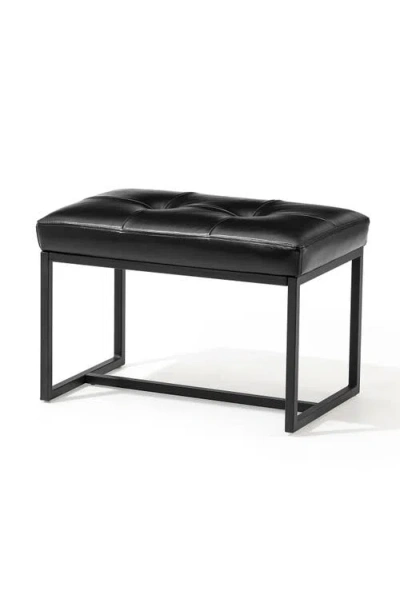 Glitzhome Modern Thick Leatherette Accent Stool With Metal Frame In Black