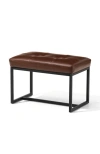 Glitzhome Modern Thick Leatherette Accent Stool With Metal Frame In Coffee