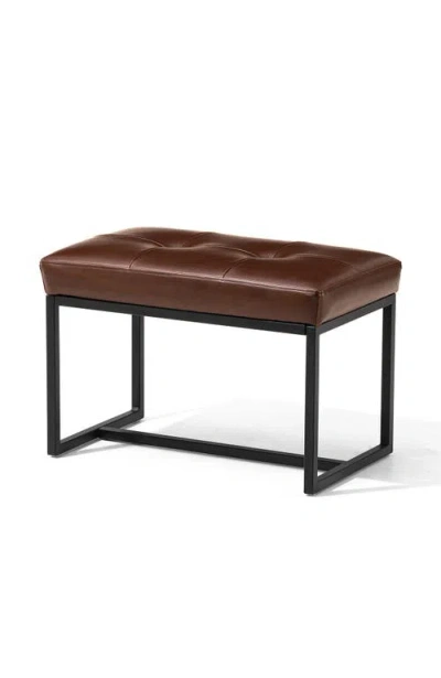 Glitzhome Modern Thick Leatherette Accent Stool With Metal Frame In Coffee