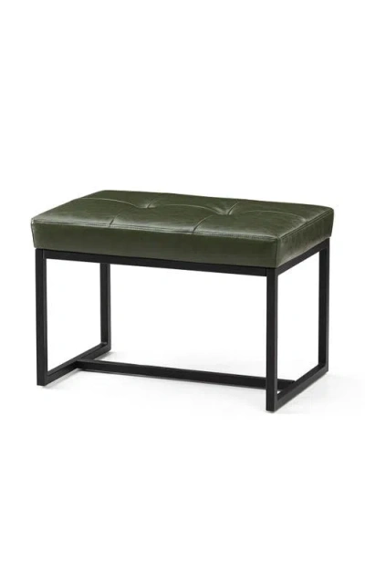 Glitzhome Modern Thick Leatherette Accent Stool With Metal Frame In Green