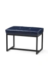 Glitzhome Modern Thick Leatherette Accent Stool With Metal Frame In Navy Blue