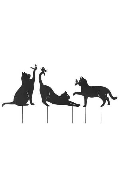 Glitzhome Multi-functional 2-in-1 Set Of 3 Black Metal Rubbit Cat Dog Silhouette Picks