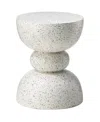 Glitzhome Multi-functional Faux Terrazzo Garden Stool Or Plant Stand Or Accent Table In White