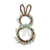 Glitzhome Easter Bunny Shaped Wreath With Eggs Satin Ribbon Bow In Multi