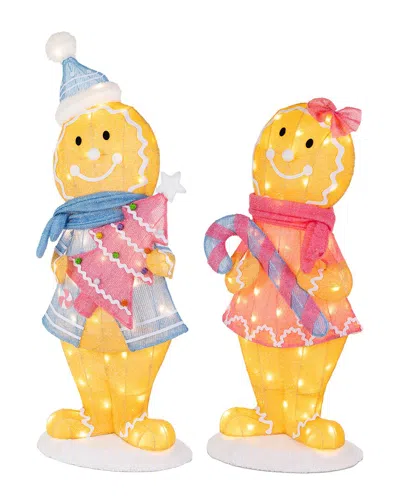 Glitzhome Outdoor Battery-operated Gingerbread Decor In Multi