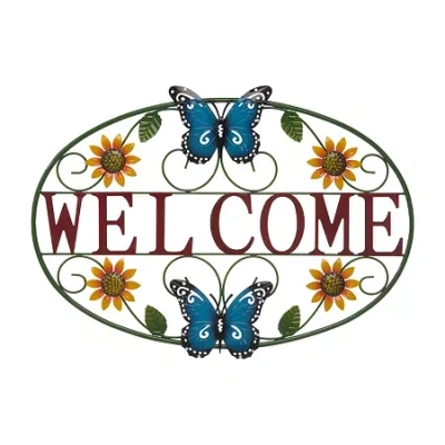 Glitzhome Outdoor Butterfly Solid Metal Wall Art In Multi