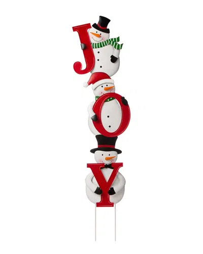 Glitzhome Outdoor Joy Snowman Yard Stake In Multi