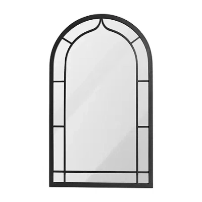Glitzhome Oversized Black Arched Wall Mount Wall Mirror