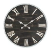 Glitzhome Oversized Farmhouse Wooden & Galvanized Wall Clock In Black
