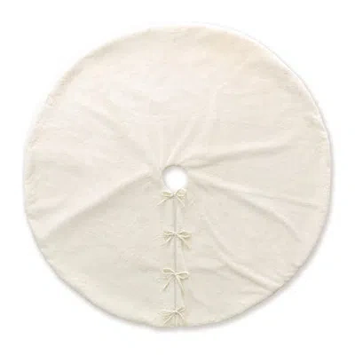 Glitzhome Oversized Faux Rabbit Fur Christmas Tree Skirt In White