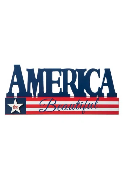 Glitzhome Patriotic Americana Wooden America Table Decor In Blue