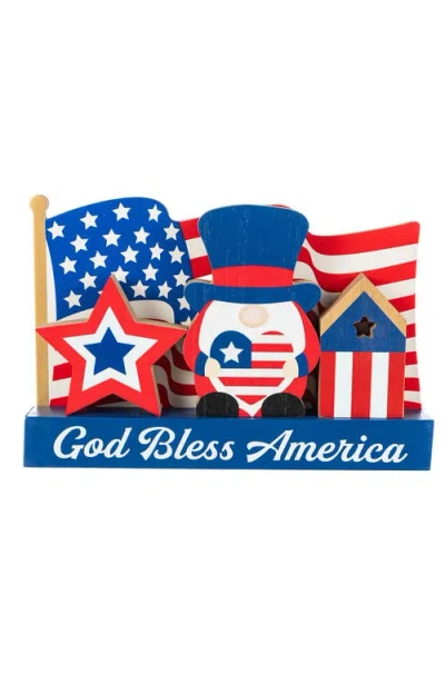 Glitzhome Patriotic Americana Wooden Block Table Decor In Multi