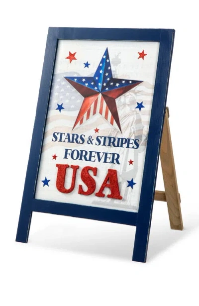 Glitzhome Patriotic Americana Wooden Easel Porch Decor In Multi