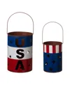 Glitzhome Patriotic Lantern, Set Of 2 In Red,blue,white