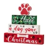 Glitzhome Pet Block Wood Sign Christmas Tabletop Decor In Red
