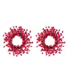 Glitzhome Plastic Christmas Mini Berries Wreaths, Set Of 2 In Multi