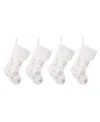 Glitzhome Plush With Snowflake Christmas Stockings, Set Of 4 In Multi