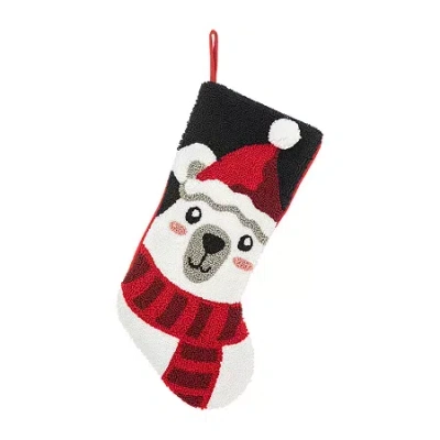 Glitzhome Polar Bear Hooked Christmas Stocking In Black