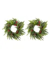 Glitzhome Polyethylene Christmas Mini Dripping Wreaths, Set Of 2 In Multi