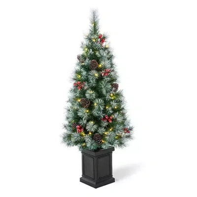 Glitzhome Pre-lit Porch 4 Foot Pine Christmas Tree In Green