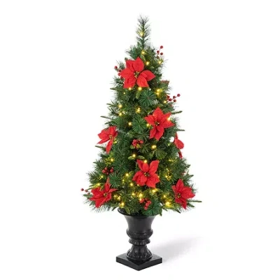 Glitzhome Pre-lit Porch 4 Foot Pine Christmas Tree In Green