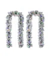 Glitzhome Pre-lit Snow Flocked Greenery Pine Christmas Garlands, Set Of 2 In Multi