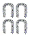 Glitzhome Pre-lit Snow Flocked Greenery Pine Christmas Garlands, Set Of 4 In Multi
