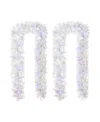 Glitzhome Pre-lit Snow Flocked White Pine Christmas Garlands, Set Of 2 In Multi