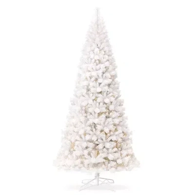 Glitzhome Pre-lit White Slim 10 Foot Pine Christmas Tree