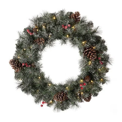 Glitzhome Pre-lit Wreath In Green