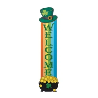 Glitzhome Rainbow Decor St. Patricks Day Porch Sign In Green