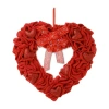 Glitzhome Red Burlap Heart Wreath In Red