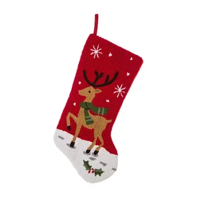 Glitzhome Reindeer Hooked Christmas Stocking In Multi