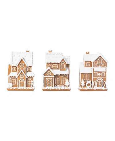 Glitzhome Resin Christmas Gingerbread House Figurine, Set Of 3 In Multi