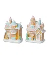 Glitzhome Resin Christmas Macaron Village Table Decor, Set Of 2 In Multi