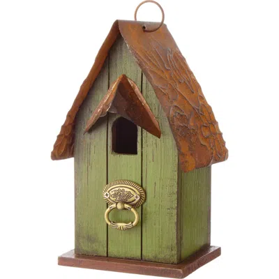 Glitzhome Rustic Garden Distressed Solid Wood Decorative Bird House In Multi