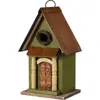 Glitzhome Rustic Garden Distressed Solid Wood Decorative Bird House In Brown
