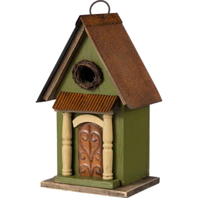 Glitzhome Rustic Garden Distressed Solid Wood Decorative Bird House In Brown