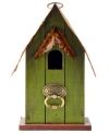 Glitzhome Rustic Garden Distressed Solid Wood Decorative Bird House In Green